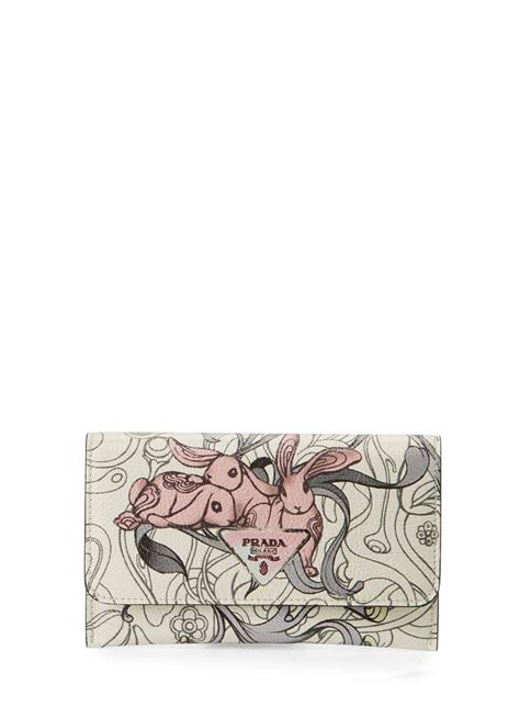 Prada Glace Rabbit Long Calf Wallet 